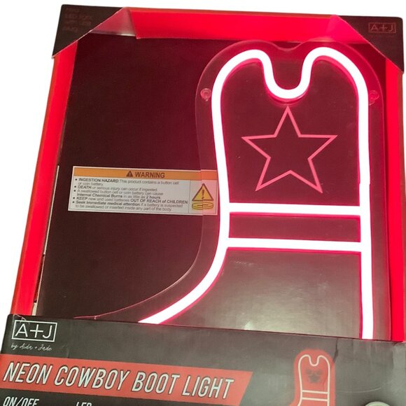 Neon Cowboy Boot Light A+J By Idea & Ink LED Red Light USB Plug Acrylic On/Off - Picture 3 of 10